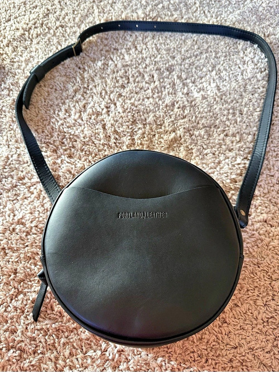 Portland Leather Handbags - Portland Leather Black circle Crossbody Bag